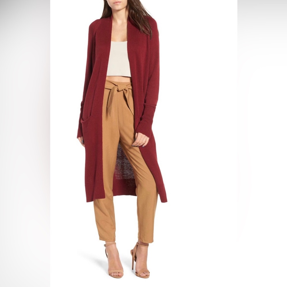 Leith side split midi cardigan Burgundy / Red Grape L